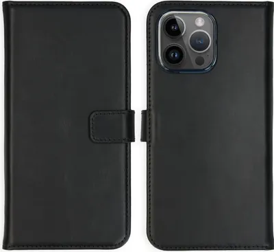 Image de Selencia Bibliothèque en cuir véritable pour l'Apple iPhone 15 Pro Max - Noir