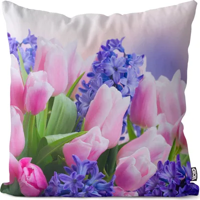 Produktbild von VOID Hyazinthen Tulpen Blumen Kissenbezug Kissenhülle sofa couch wohnzimmer dekoration wasserfest Outdoor Garten Kissen bezug deko