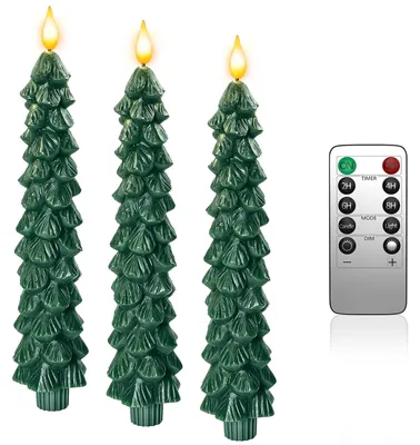 Produktbild von Echtwachs LED Weihnachtsbaumkerzen 3er Set mit Fernbedienung, Yme, Stabkerzen