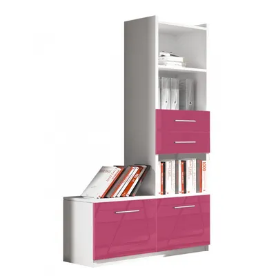 Immagine prodotto di Scansia alta GORT - bianco / rosa lucido