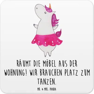 Produktbild von Mr. & Mrs. Panda Untersetzer für Gläser Einhorn Ballerina 6er Set - Weiß - Geschenk, Geburtstag, Getränkeuntersetzer, Unicorn, Tassen, Wohnung, Tanzen, Glas-Untersetzer
