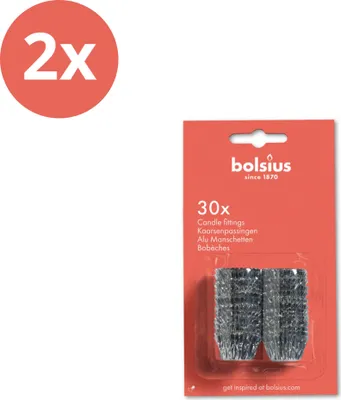 Zdjęcie produktu dla Bolsius - Końcówki do świec - 30 sztuk w opakowaniu - Srebrne - Blister - Opakowanie wartościowe - 60 sztuk - 2 opakowania