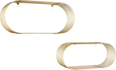 Produktbild von 2er Set Gitterregale für die Wand, Hängeregal aus Metall Gold über Sofa Bett