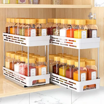 Productafbeelding van Uittrekbaar kruidenrek voor kast, kruidenorganizer, kastmaat: 30,5 cm hoog