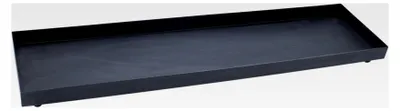 Produktbild von Rechteckiges Metall-Kerzentablett in Dunkelgrau - 60 x 15 cm - Dekotablett mit runden Füßen