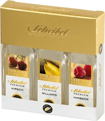 Produktbild von Scheibel PREMIUM Trio Obstbrände 3 verschiedene Sorten 3x20ml