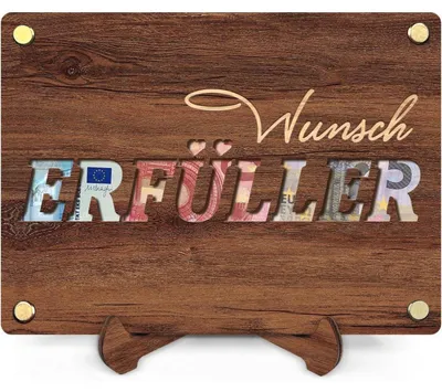 Immagine prodotto di Scatola in legno per regalo in denaro, con supporto, ideale per compleanni, matrimoni o viaggi | 20,5 x 15 x 0,4 cm