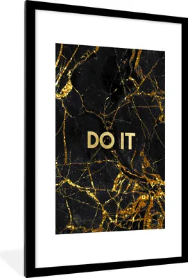 Produktbild von MuchoWow® Gerahmtes Poster Zitate - Motivation - Gold - Marmor 60x90 cm - Poster mit Schwarzem Bilderrahmen Wandposter Rahmen Foto Bilder - Dekoration - Wandposter Wohnzimmer - Hochwertig