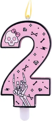 Image de Bougie d'anniversaire rose, numéro 2, amusante. Décoration créative pour gâteau d'anniversaire, idéale pour les fêtes d'anniversaire de filles