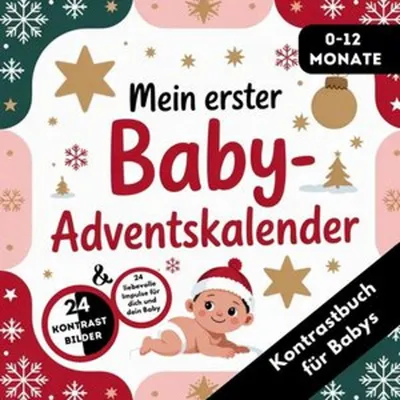 Produktbild von Adventskalender Baby - Kontrastbuch für Babys von 0-12 Monaten mit 24 weihnachtlichen Kontrastbildern