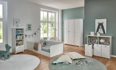 Produktbild von Kinderzimmer Thilo 4tlg. Bodenbett, Kleiderschrank, Spielzeugregal, Standregal