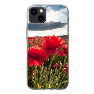 Produktbild von MuchoWow® Handyhülle Schutzhülle Hülle für iPhone 13 Mohnblumen vor einem dramatischen, stürmischen Himmel Silikon Softcase Handy Hülle - Karteninhaber