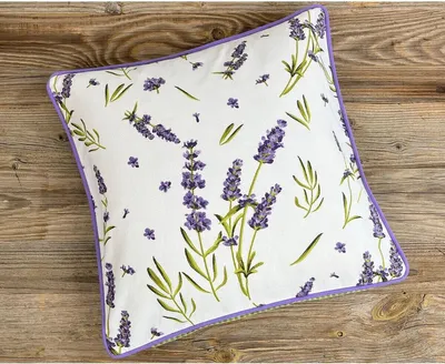 Produktbild von Kissen-Bezug 40x40 cm Lavendel grün kariert Landhaus Baumwolle