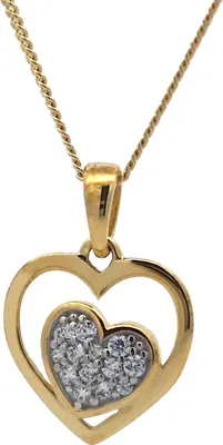 Produktbild von Gold Anhänger Herz Zirkonia mit Goldkette  333-8 Karat Gold 36 cm