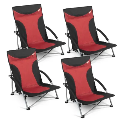 Produktbild von 4er Set Strandstuhl mit breiten Standfüßen, Kampa Sandy FT0048 rot-schwarz