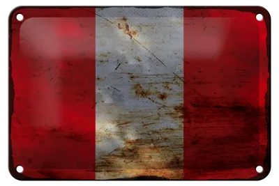 Produktbild von Blechschild Flagge Peru 18x12cm Flag of Peru Rost Dekoration