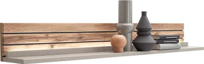 Produktbild von Wandregal 150 cm in grau mit Eiche inkl. Beleuchtung LIEZEN-05