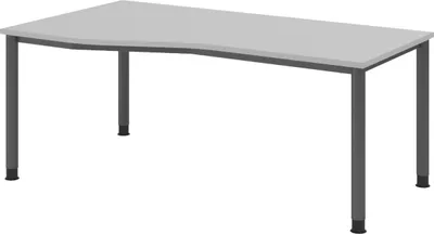 Produktbild von bümö Schreibtisch Serie-H - Gestell: Graphit, Nachbildung: Grau, Größe:  180 x 100 cm