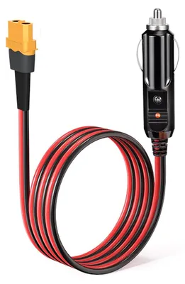 Obrázek produktu pro Kabel XT60 zapalovač do auta - 14 AWG - 1,52 m - S červenou kontrolkou - Pro přenosnou elektrárnu
