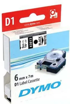 Image de Dymo D1 Ruban 6 mm x 7 m noir sur blanc 43613