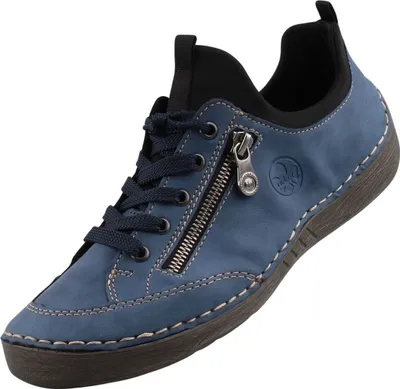 Produktbild von Rieker Damen Schnürschuh Halbschuh Schlupf Zierreißverschluss 52573, Größe:39 EU, Farbe:Blau
