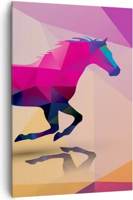 Produktbild von Bild auf Leinwand - Leinwandbild - Einteilig - Pferd Tiere Geometrie Diamant - 70x100cm - Wand Bild - Wandbilder - Leinwanddruck - Wanddekoration - Leinwand bilder - Wandbild - PA70x100-2803