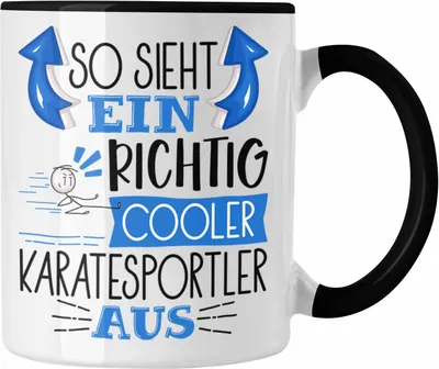 Produktbild von Trendation - Karatesportler Tasse Geschenk So Sieht Ein Richtig Cooler Karatesportler Aus Geschenkidee Spruch Lustig Becher (Schwarz)