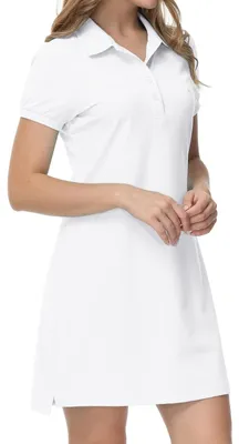 Produktbild von Polo-Kleid Damen - Kurze Ärmel - Weich/Baumwolle - Atmungsaktiv - Arbeit/Sport - Bequeme Passform - Button-Down-Kragen - Kleid