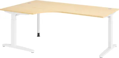 Produktbild von bümö Schreibtisch Serie-XB - Nachbildung Ahorn, Größe: Eckschreibtisch 200 x 120 cm, Gestell: Weiß