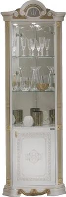 Produktbild von Barock Eckvitrine Bella in Weiß/Gold Hochglanz