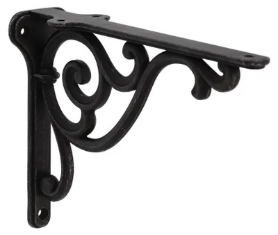 Produktbild von Stützfüße für Regale aus Zamak, Durchmesser 200 mm x 140 mm, Vintage-Design, schwarzes Metall, Set mit 6 Stück
