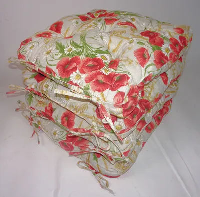 Produktbild von Rattani Set 4 x Stuhlkissen/Sitzkissen Klara 42 x 42 cm Dicke 8 cm, Stoff Mirha Leinen Mohnblume