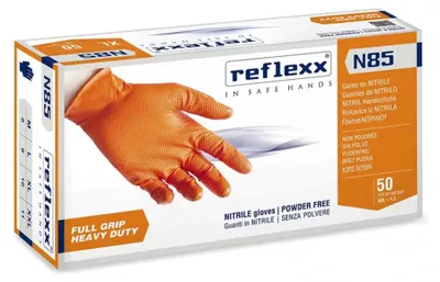 Produktbild von Reflexx N85 Nitrilhandschuhe ohne Puder, 100 % latexfrei, 8,4 g, Kat.3, 50 Stück, L