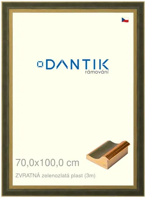 Obrázek produktu pro DANTIK rámeček 70x100 | ZVRATNÁ zelenozlatá plast (Plexi Čiré)