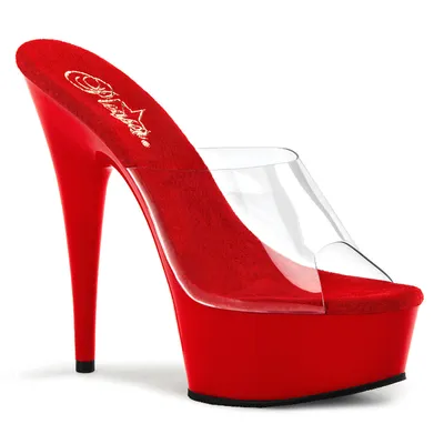 Produktbild von DELIGHT-601 Damen Slipper von Pleaser, Transparent Rot , EU 36, US 6