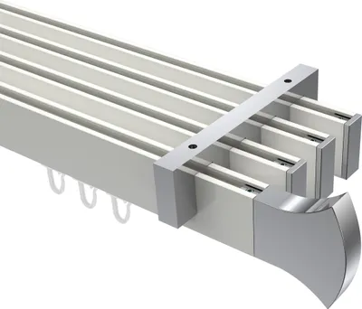 Produktbild von Interdeco Innenlaufstange / Gardinenstange mit Innenlauf Weiß / Chrom, Typ Smartline Conex (Rundung), 14x35 mm 4-läufig, 160 cm