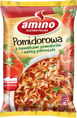 Obrázok produktu pre Instantná paradajková polievka Amino s kúskami paradajok a petržlenovou vňaťou 61 G