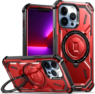Produktbild von Schutzhülle für iPhone 12 / iPhone 12 Pro Magnetisches Kickstand Hülle, Kompatibel mit Magsafe Ladegerät Rot