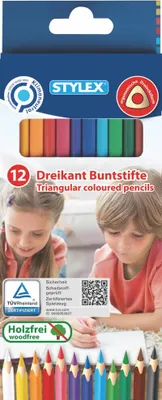 Produktbild von Stylex Buntstifte 12er Dreikant holzfrei lang