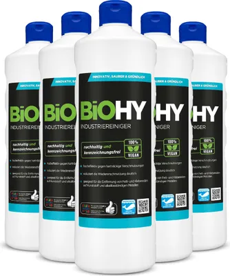 Produktbild von BiOHY Industriereiniger, Werkstattreiniger, Universalreiniger, -Konzentrat – 6er Pack (6 x 1 Liter Flasche)