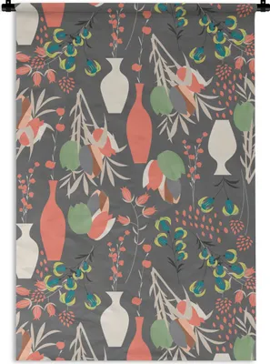 Produktbild von MuchoWow® Wandteppich Wandbehang Blumenstrauß - Blumen - Muster 90x135 cm Tapisserie Dekoration Wandtuch - Baumwolle - Wandskulptur