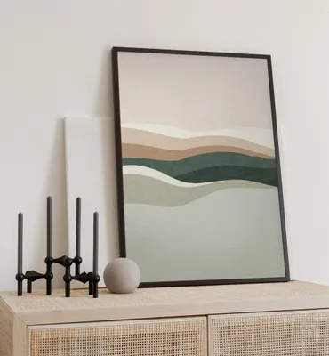 Produktbild von Poster Erdig Wellen, groesse_poster:30x40 cm, groesse_rahmen:schwarz 30x40 cm