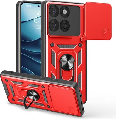 Produktbild von Motorola Edge 60 / 60 Fusion Hülle - Coverup Armor Ring Ständer Back Cover mit Kamera Schutz - Rot