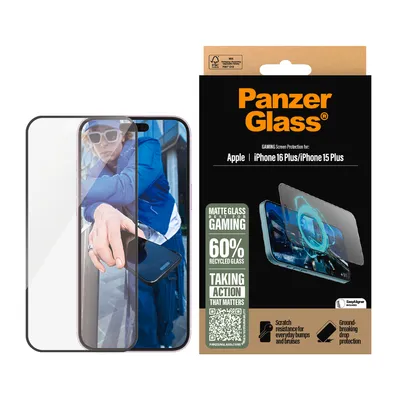 Produktbild von PanzerGlass ® Gaming Displayschutz iPhone 16 Plus | 15 Plus | Ultra-Wide Fit, Apple, Apple - iPhone 16 Plus, Apple - iPhone 15 Plus, Trockene Anwendung, Kratzresistent, Schockresistent, Transparent, 1 Stück(e)