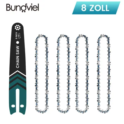 Produktbild von Sägekette-Set,4 Stück 8 Zoll mit 45 Antriebsgliedern,1 x 8 Zoll Führungsschiene,passend für Mini-Akku-Kettensägen,Elektrokettensägen,Garten,Bäume,Äste