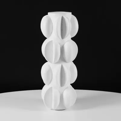 Produktbild von Hohe dekorative Vase, Weiß matt - 37 cm