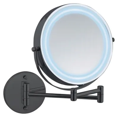Immagine prodotto di Specchio da parete WENKO Power-Loc® LED Mod. Lumi nero, con ingrandimento 5x