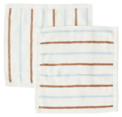 Obrázok produktu pre OYOY Raita Wash Cloth sada 2 ks Caramel Ice Blue L300153 zo 100% organickej bavlny 30x30 cm škandinávska pruhovaná utierka