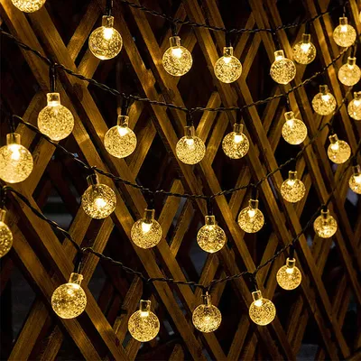 Image de Guirlande lumineuse Salcar Solar de 10 m avec 40 boules LED, éclairage de fête, décoration de mariage, blanc chaud