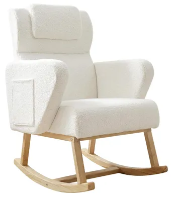 Productafbeelding van Relax Schommelstoel met hoge rugleuning en massief houten poten